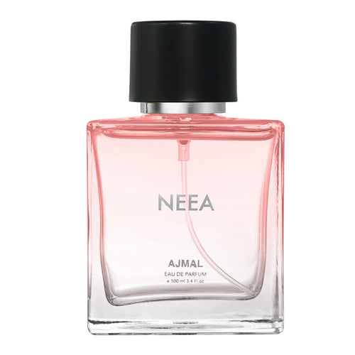 Ajmal Neea Eau De Parfum 100ML for women bottle with floral design and elegant packaging, showcasing the fragrance's luxurious branding.