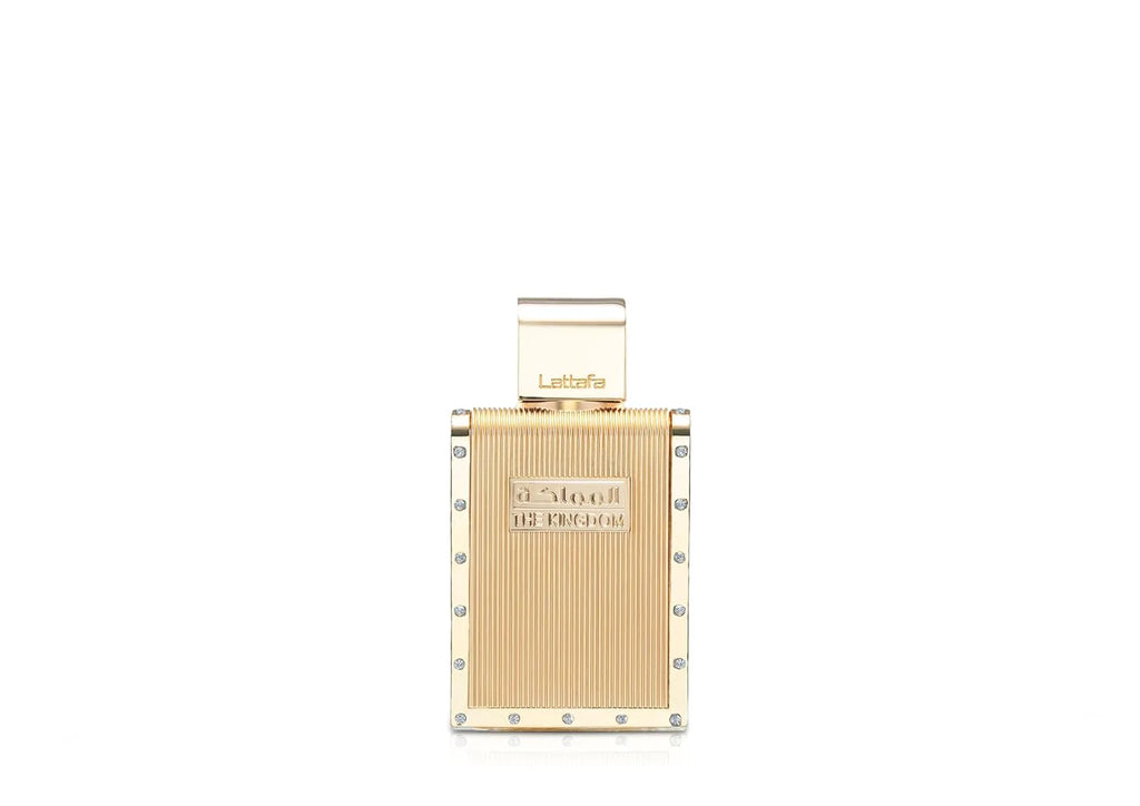 Lattafa The Kingdom Pour Homme Eau De Parfum for Men, 100ml bottle, elegant perfume with a sophisticated design.