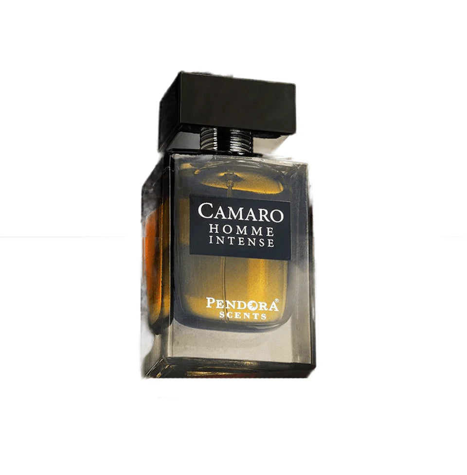 Paris Corner Camaro Homme Intense Eau De Parfum 100ml for men, elegant bottle with sleek design and bold branding.