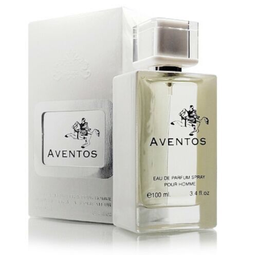 Fragrance World Aventos Eau De Parfum 100ml for men, featuring a sleek bottle with a modern design and a dark-colored cap.