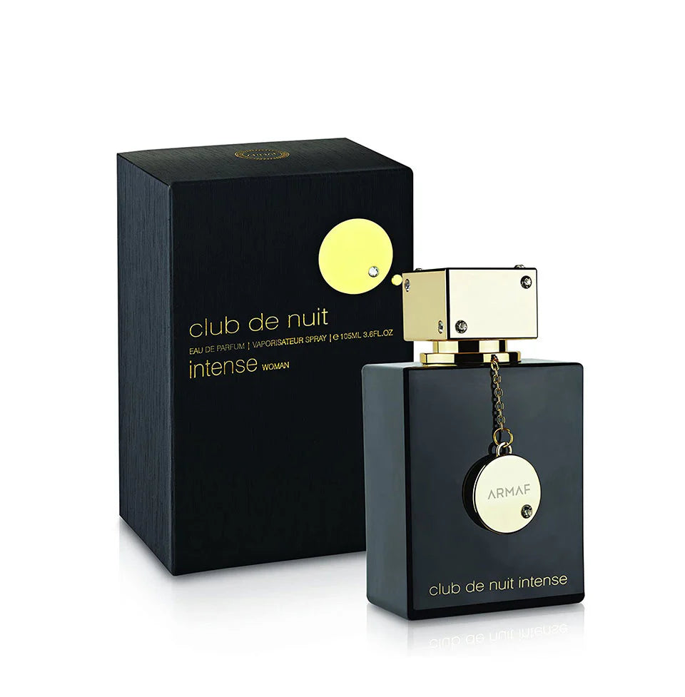 Armaf Club De Nuit Intense Women Eau De Parfum bottle with black cap and elegant label, 105ml size, for women.
