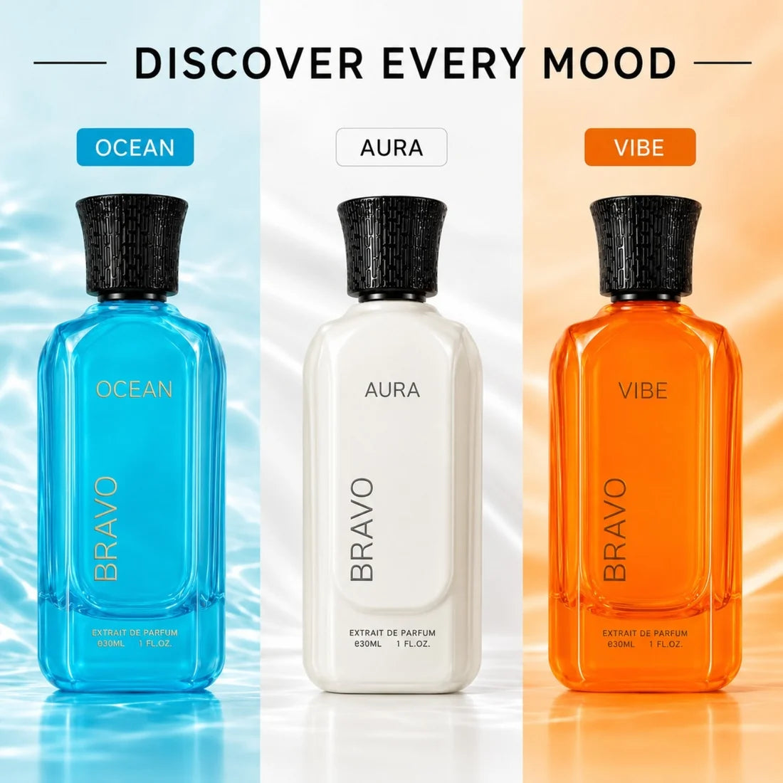 Bravo Extrait de Parfum Gift Set (Rare, Aura & Bold) – 3 × 30 ml