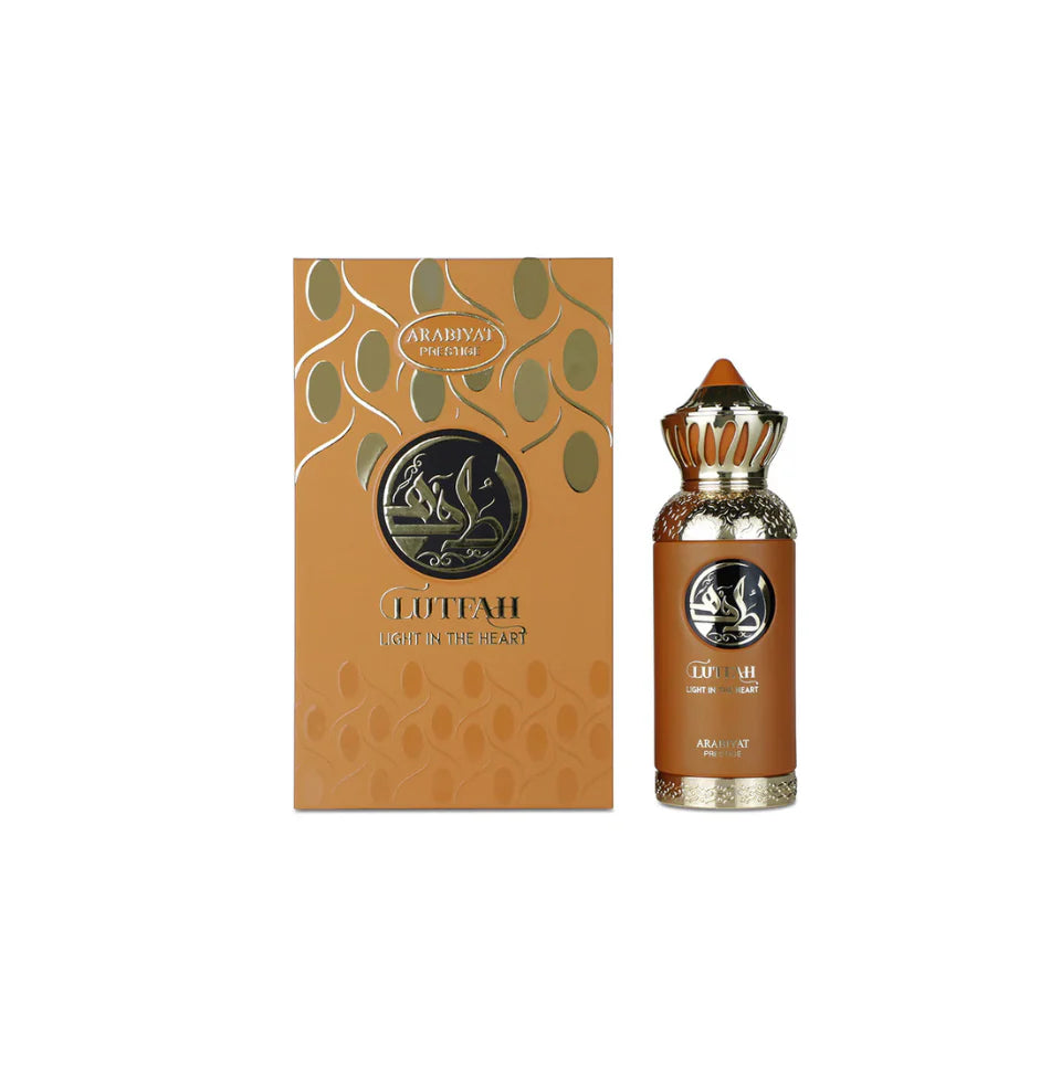 Arabiyat Prestige Lutfah Light In The Heart Eau De Parfum 80ml for men, featuring elegant bottle design and luxurious fragrance.
