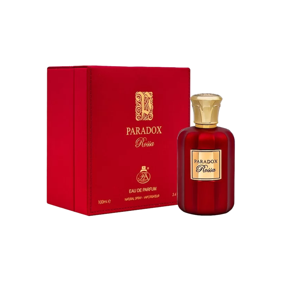 Fragrance World Paradox Rossa Eau de Parfum for women in 100ml bottle, elegant floral and fruity fragrance.