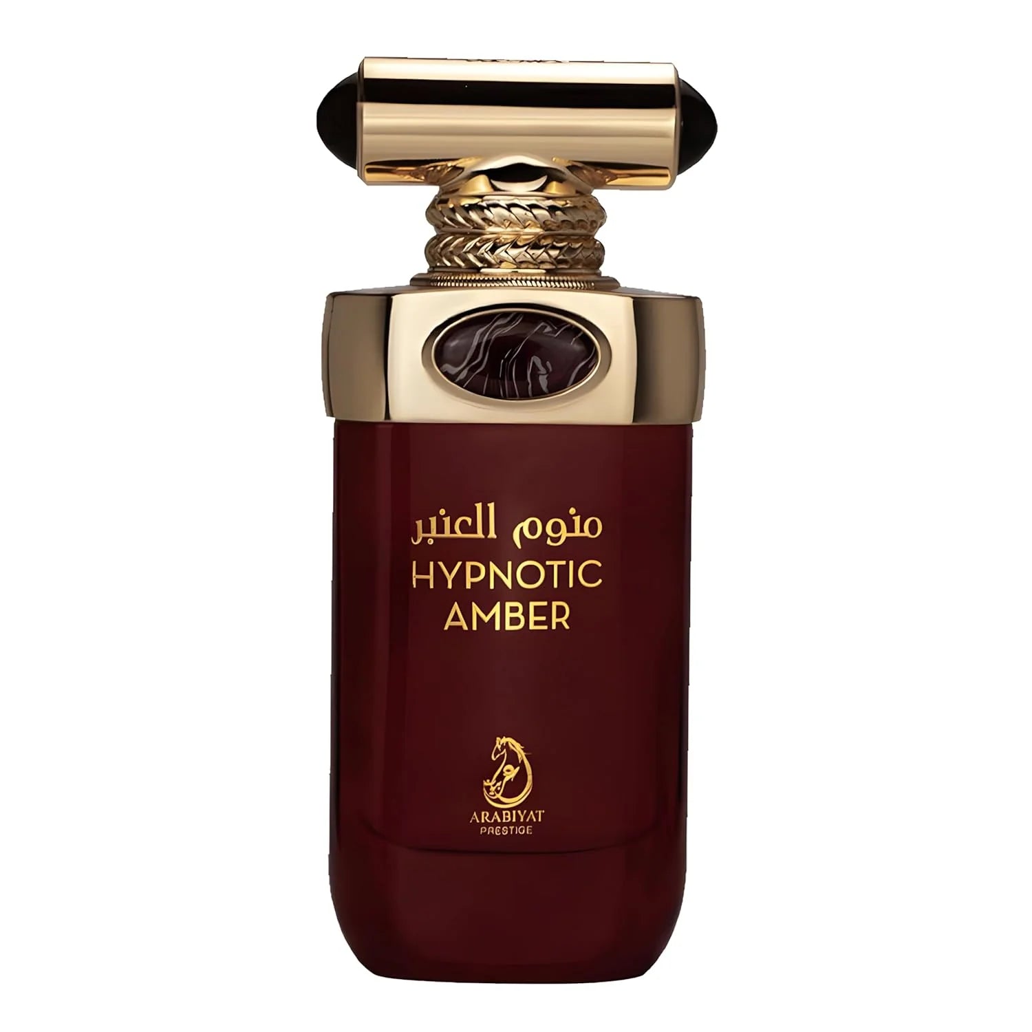 Arabiyat Prestige Hypnotic Amber Eau De Parfum bottle for men and women, 100ml, with elegant amber-colored liquid.