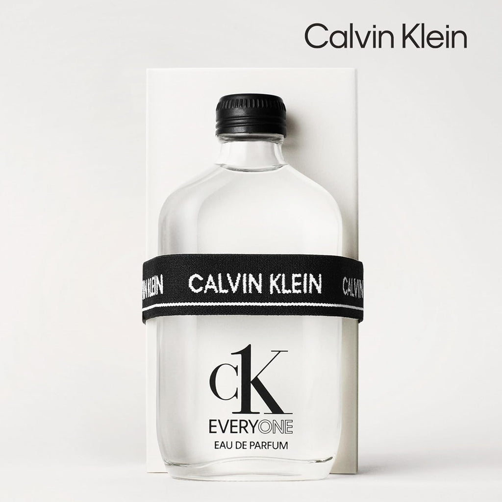Calvin Klein Everyone Eau De Parfum bottle for men and women, sleek glass design with minimalist label.