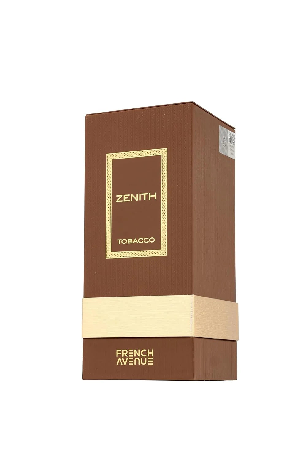 French Avenue Zenith Tobacco Eau de Parfum unisex bottle, 100ml, with sleek design and tobacco scent visible on the packaging