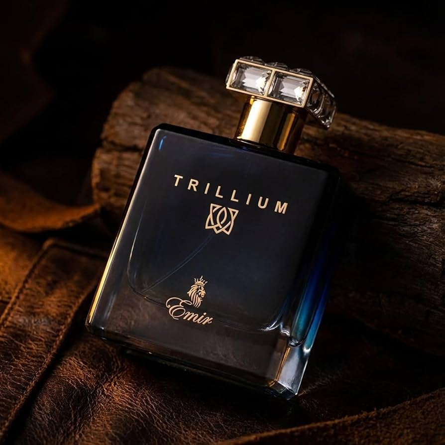 Paris Corner Emir Trillium for Men Edp 100ml bottle, sleek design, showcasing the fragrance bottle with cap and elegant branding.