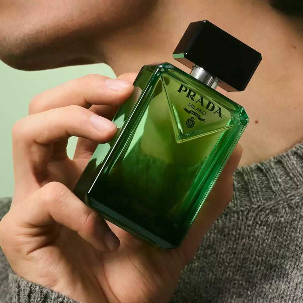 Prada Paradigme Eau de Parfum for men and women, 100ml bottle with sleek design and elegant fragrance presentation.