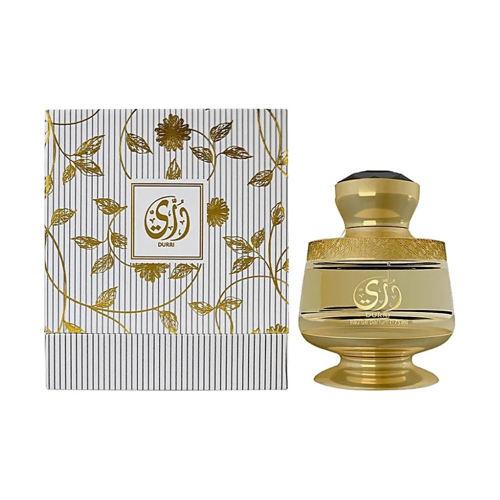 Ahmed Al Maghribi Durri Eau de Parfum 75ml bottle for men and women, featuring elegant packaging and clear fragrance details.
