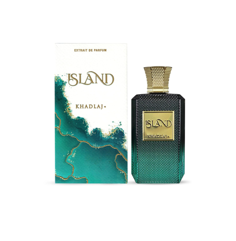 Khadlaj Island Extrait De Parfum 100ml bottle with elegant packaging, suitable for both men and women.