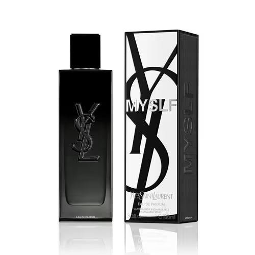 Yves Saint Laurent MYSLF Eau De Parfum Intense for Men 100ml bottle with sleek black design and gold accents.