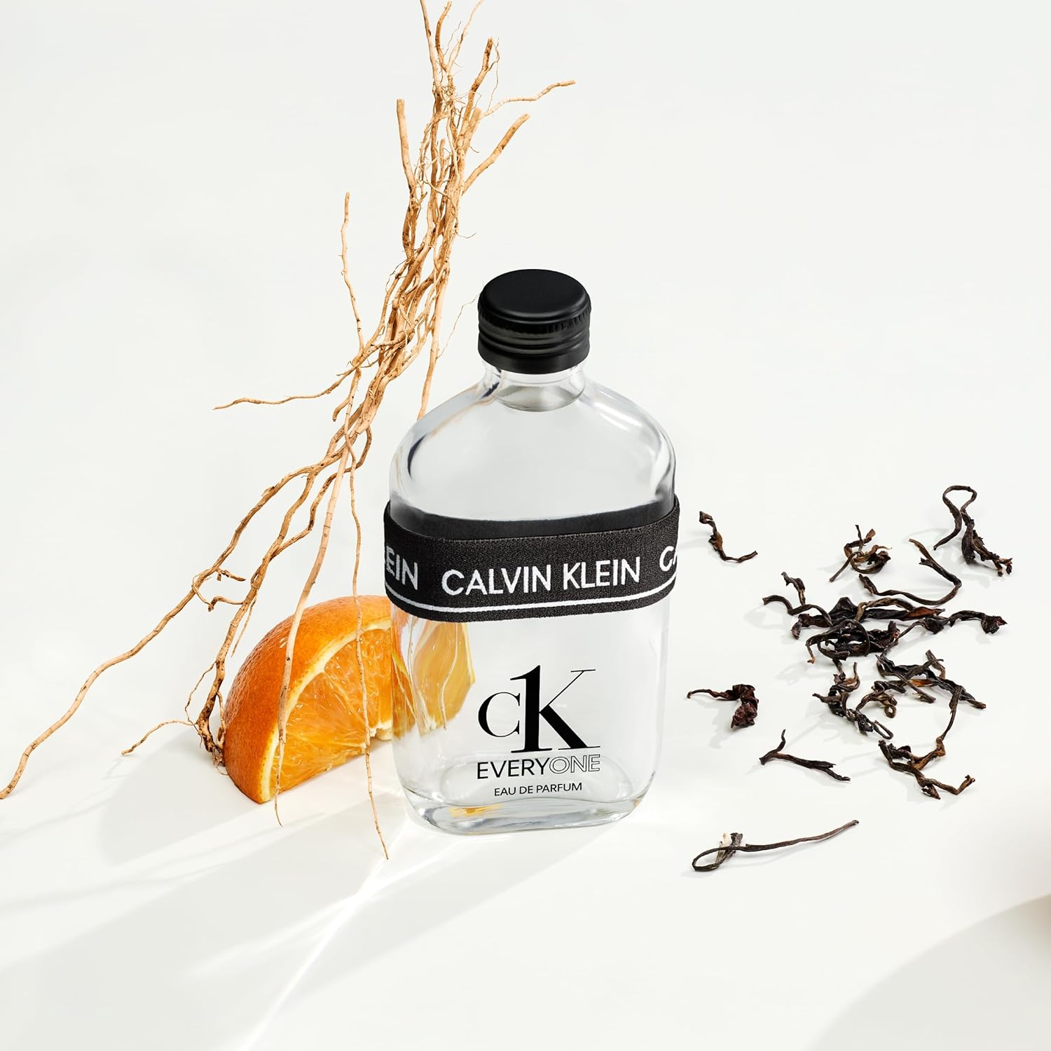 Calvin Klein Everyone Eau De Parfum bottle for men and women, sleek design with transparent glass and silver cap.