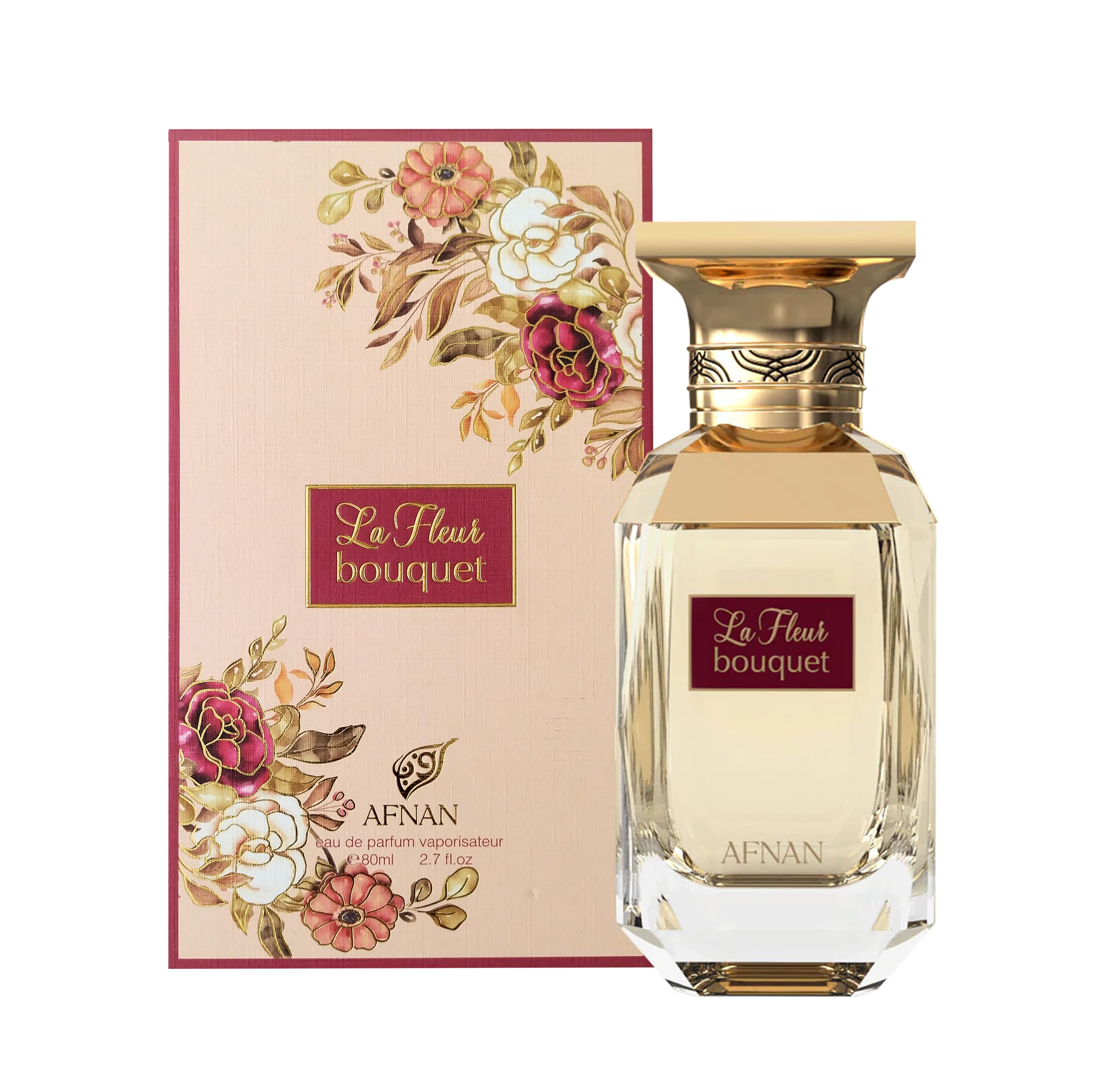 Afnan La Fleur Bouquet Pour Femme perfume bottle for women, 80 ml, with floral and elegant design.