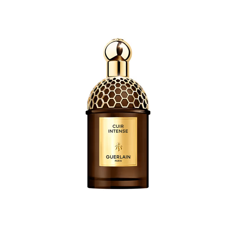 Miniature Guerlain Absolus Allegoria Cuir Intense unisex Eau De Parfum bottle in a sleek 7.5ml design with elegant packaging.