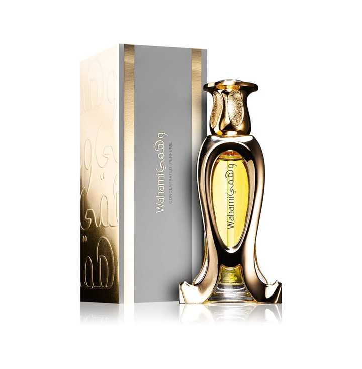Rasasi Wahami concentrated perfume oil (attar) 22ml bottle, featuring traditional fragrance for men and women.