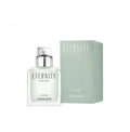 Calvin Klein Eternity men's cologne bottle 100ml with sleek design and clear label, displayed on a neutral background.