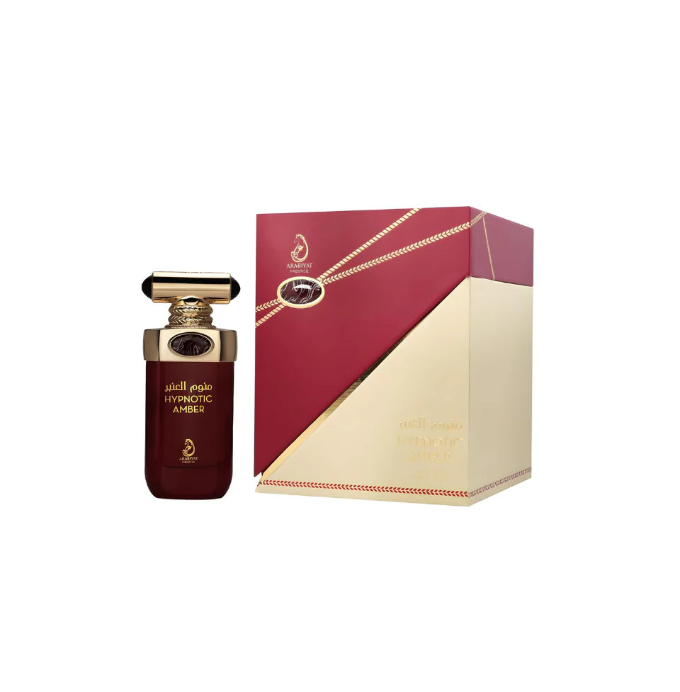Arabiyat Prestige Hypnotic Amber Eau de Parfum 100ml for men and women, featuring elegant amber fragrance in a stylish bottle.
