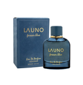 Fragrance World Launo Forever Blue men's eau de parfum bottle, 100ml, with sleek blue design and elegant cap.