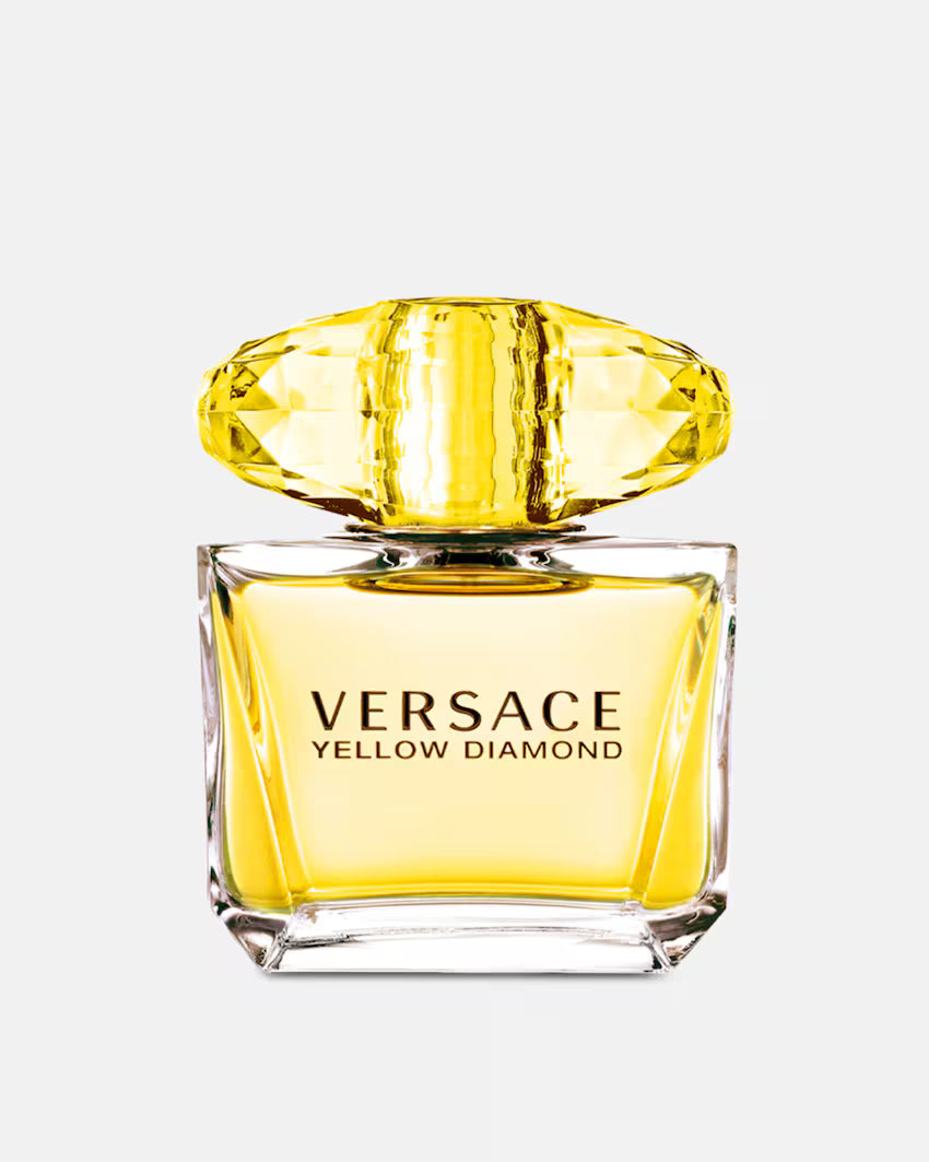 Versace Yellow Diamond Eau De Toilette bottle for women, 90ml, featuring a clear glass design with yellow accents and elegant branding