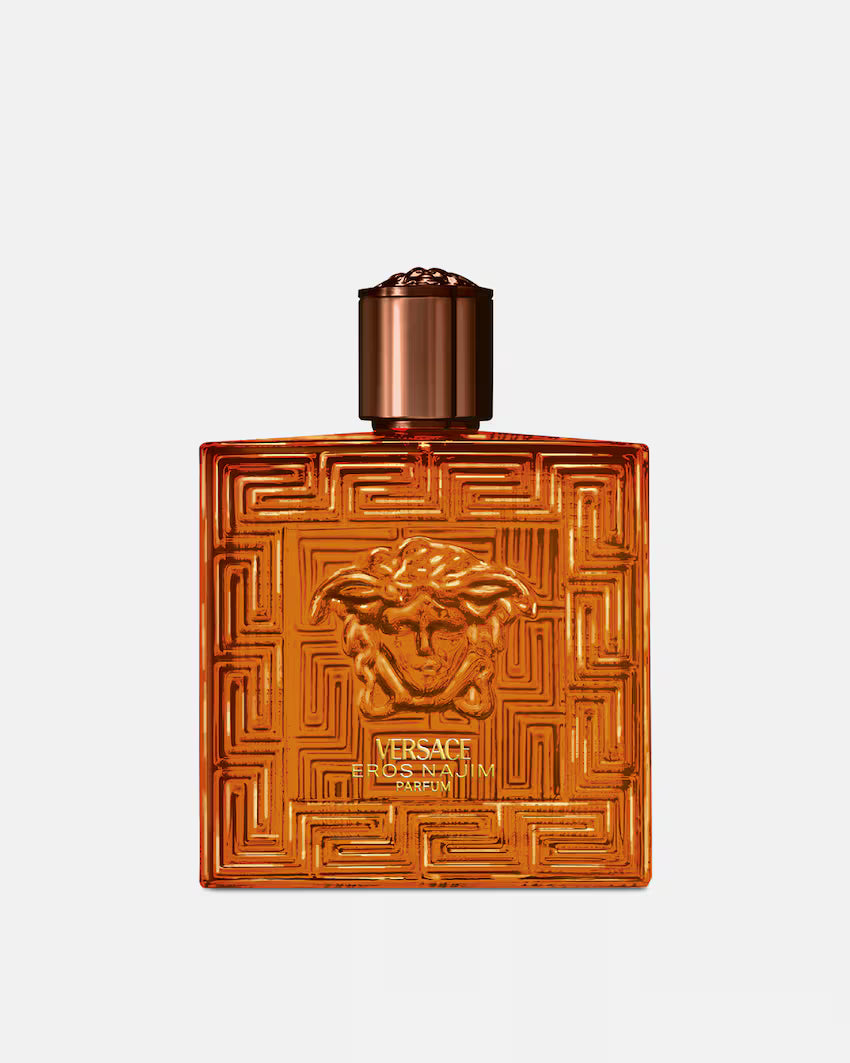 Versace Eros Najim Men’s Parfum 100ml bottle, elegant fragrance with sleek design, from the Versace Eros Najim collection.