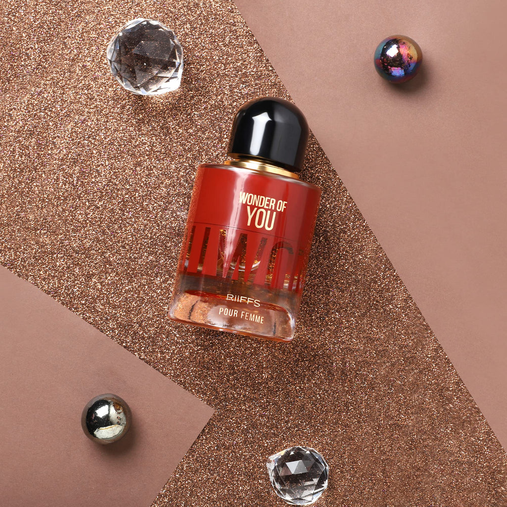 Riiffs Wonder of You Pour Femme Eau De Parfum for Women, 100ml bottle, elegant design with a floral and fruity fragrance.