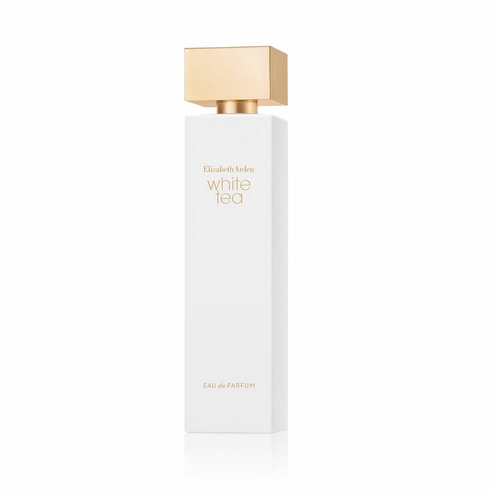 Elizabeth Arden White Tea Eau de Parfum 100ml for women, clear bottle with white cap and elegant label visible.