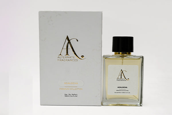 Agalocha Extrait de Parfum in a 100ml bottle with box, featuring elegant packaging and a luxurious fragrance.