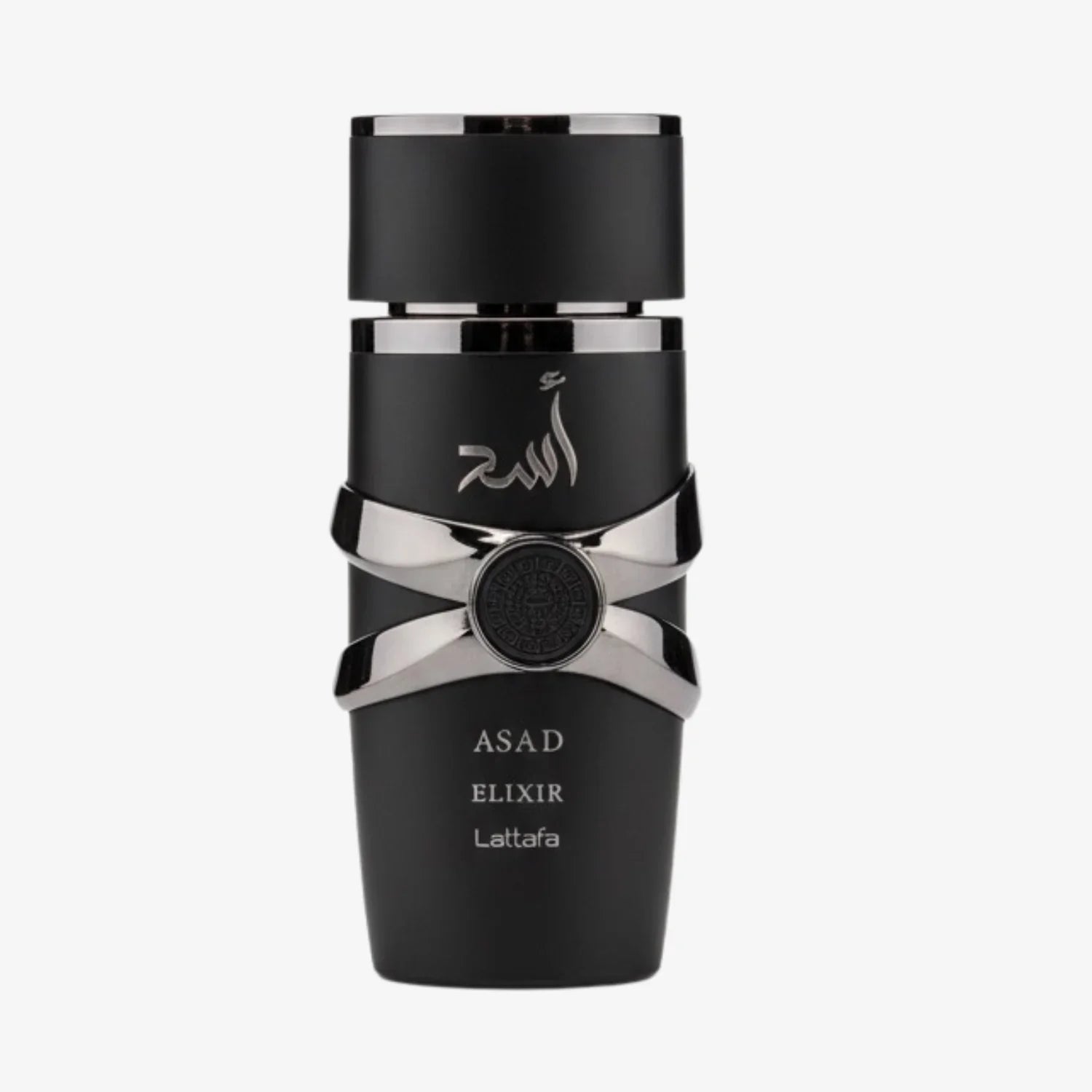 Lattafa Asad Elixir Eau De Parfum 100ml for men, featuring a sleek bottle design and elegant fragrance packaging.