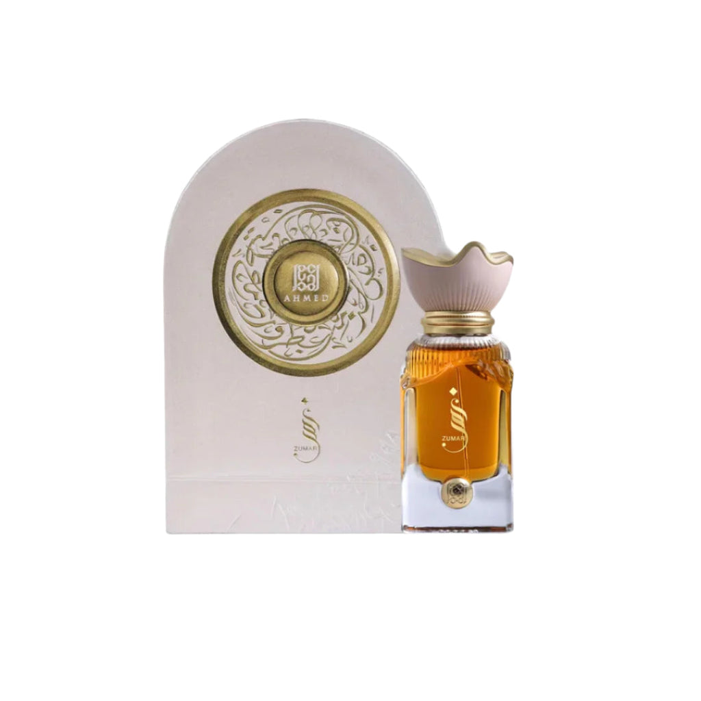 Ahmed Al Maghribi Zumar parfum bottle for men and women, 60ml, with elegant packaging and floral and woody scent notes.