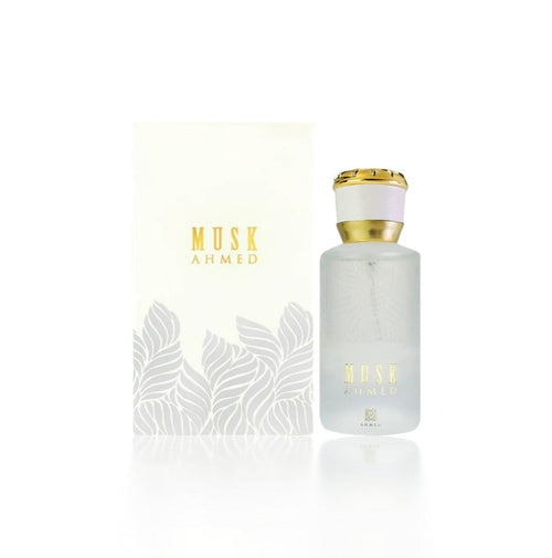 Ahmed Al Maghribi Musk Eau de Parfum 50ml for men and women, featuring a sleek bottle with a sophisticated fragrance.