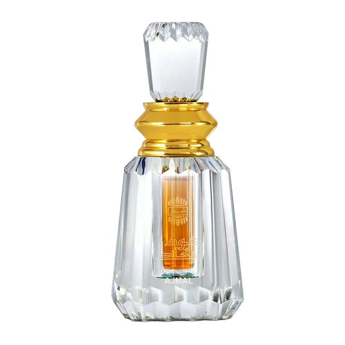Ajmal Oudh Mukhalat concentrated perfume oil for men and women, featuring a glass bottle with dark amber liquid and elegant label.