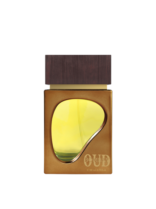 Bottle of Bombay Oud by Ahmed Al Maghribi Eau de Parfum for men and women, featuring a sleek design in a clear glass bottle.