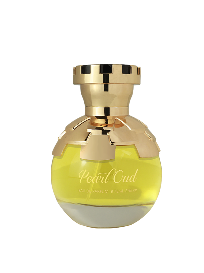 Ahmed Al Maghribi Pearl Oud Eau de Parfum 75ml bottle with elegant design for men and women.