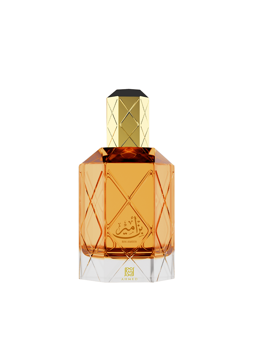 Ahmed Al Maghribi Bin Ameer Eau de Parfum 100ml for men and women, featuring a sleek bottle and elegant design.
