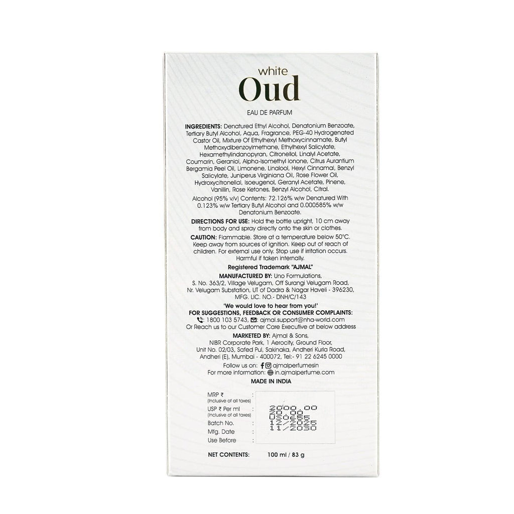 Ajmal White Oud 100ml EDP for Men And Women