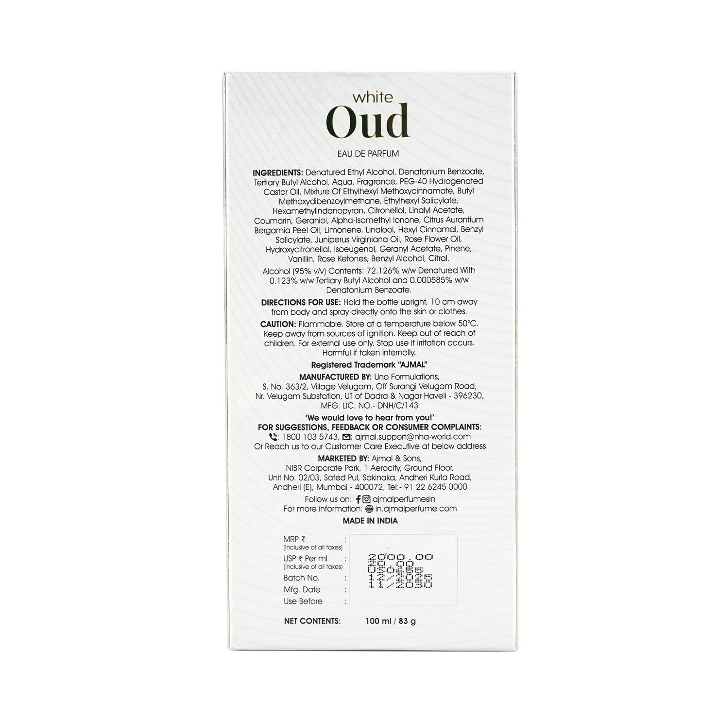Ajmal White Oud 100ml EDP for Men And Women