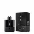 Prada Luna Rossa Black Eau De Parfum bottle for men, 100ml, with sleek black packaging and minimalist design.
