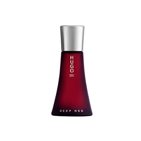 Boss HUGO Deep Red Eau De Parfum for Women, 90ml bottle with deep red liquid and elegant packaging.