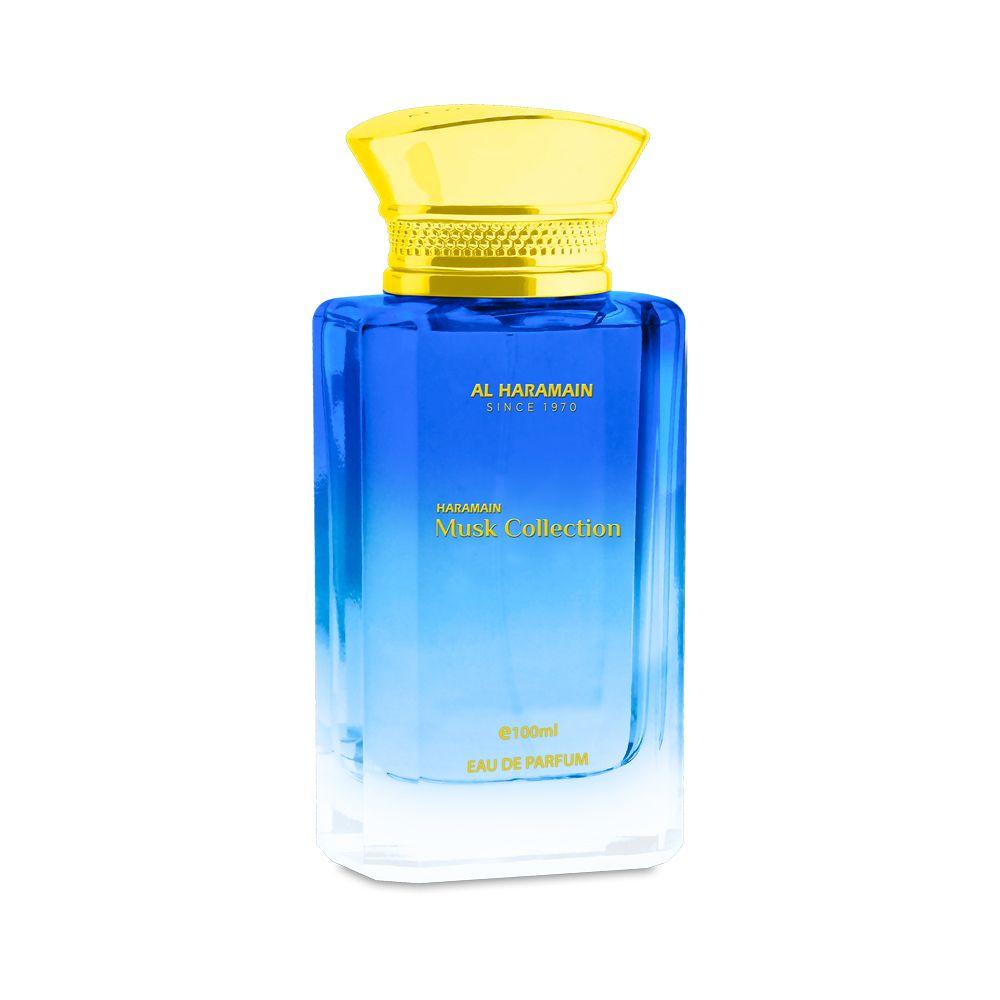 Al Haramain Musk Collection 100ML Eau de Parfum for men and women, featuring a sleek bottle with elegant design.
