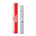 Miniature Diesel D5 EDT 10ml travel spray by Bvlgari, shown in a sleek black bottle with a silver cap.