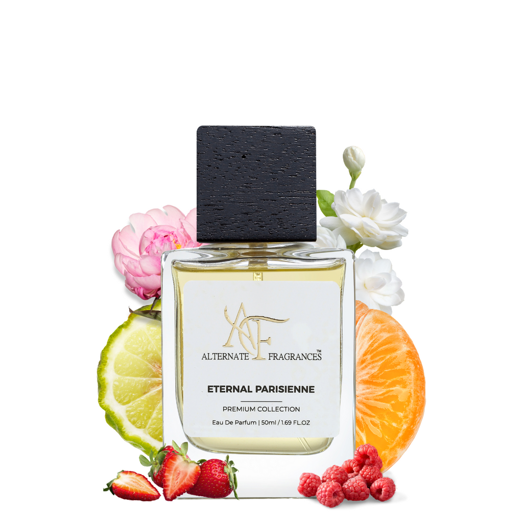 Eternal Parisienne Eau de Parfum by Rini Deals featuring a sleek, elegant bottle with floral and feminine fragrance notes.