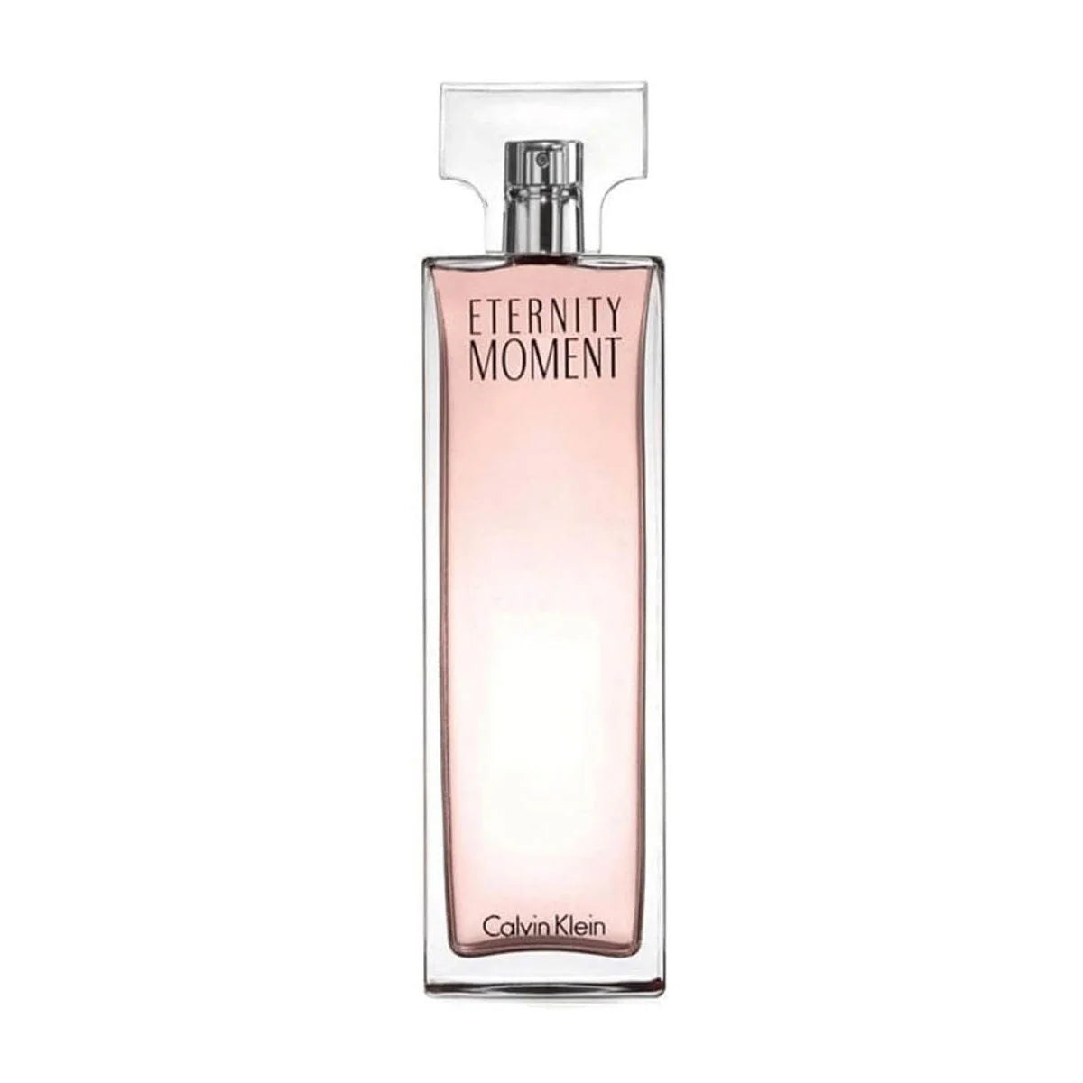 Calvin Klein Eternity Moment women’s 100ml Eau de Parfum bottle with elegant design and floral accents.