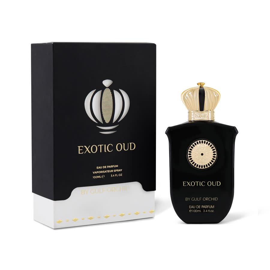 Gulf Orchid Exotic Oud Eau de Parfum bottle, with elegant packaging and floral and woody accents visible.