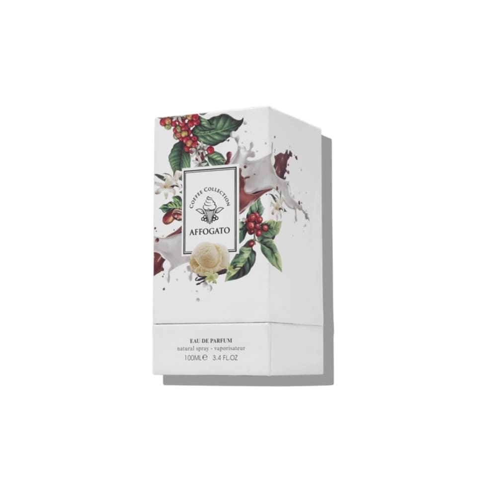 Fragrance World Coffee Collection Affogato Eau de Parfum 100ml for women, featuring a stylish perfume bottle and elegant design.