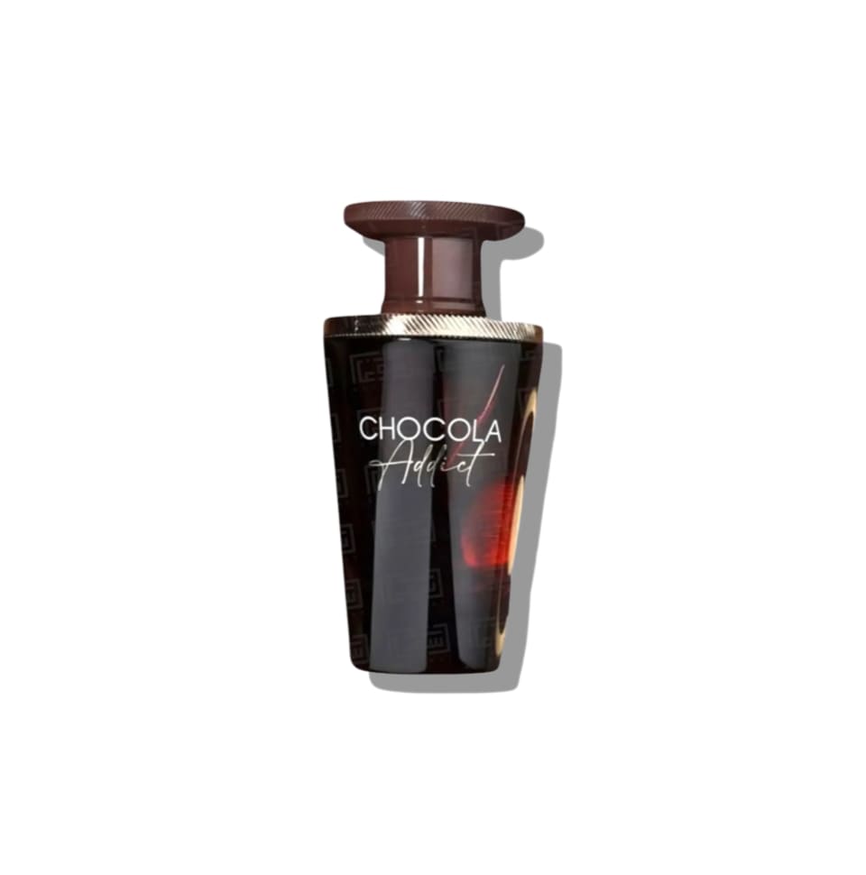 Fragrance World French Avenue Chocola Addict Eau de Parfum 100ml for men and women, showcasing the elegant perfume bottle.