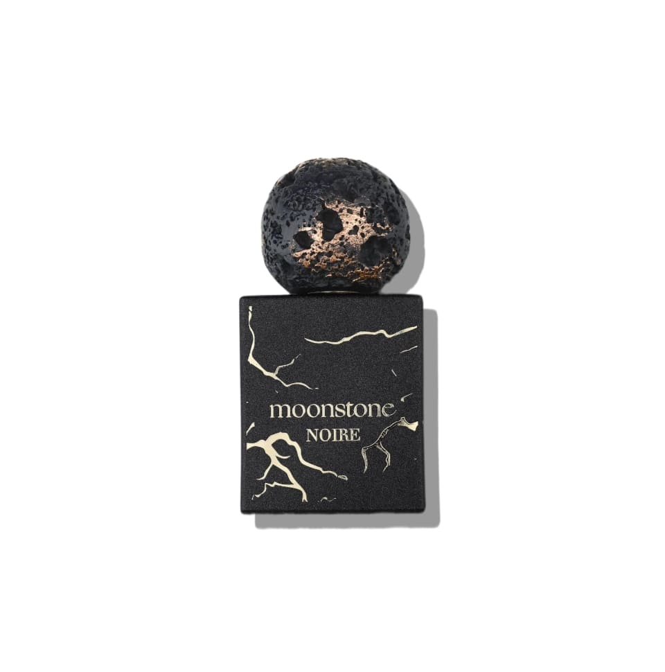 Fragrance World French Avenue Moonstone Noire Eau de Parfum 100ml bottle for men and women, elegant glass design.