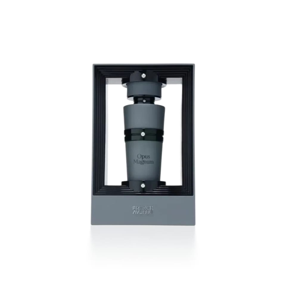 Fragrance World French Avenue Opus Magnum Eau de Parfum 100ml for men and women, elegant bottle with sophisticated design.