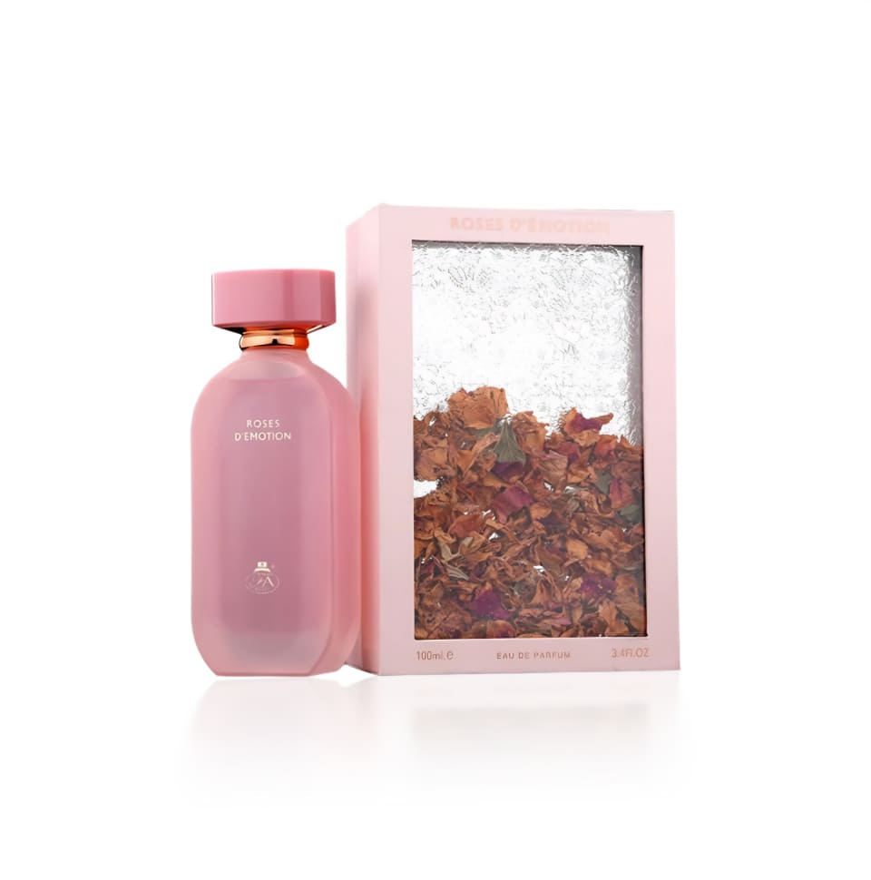 Fragrance World Roses D’Emotion Eau De Parfum for women, 100ml bottle with elegant floral design and fragrance notes.