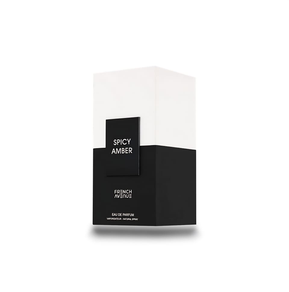 Fragrance World Spicy Amber Eau de Parfum for Men, 100ml bottle with amber-colored liquid and sophisticated packaging.